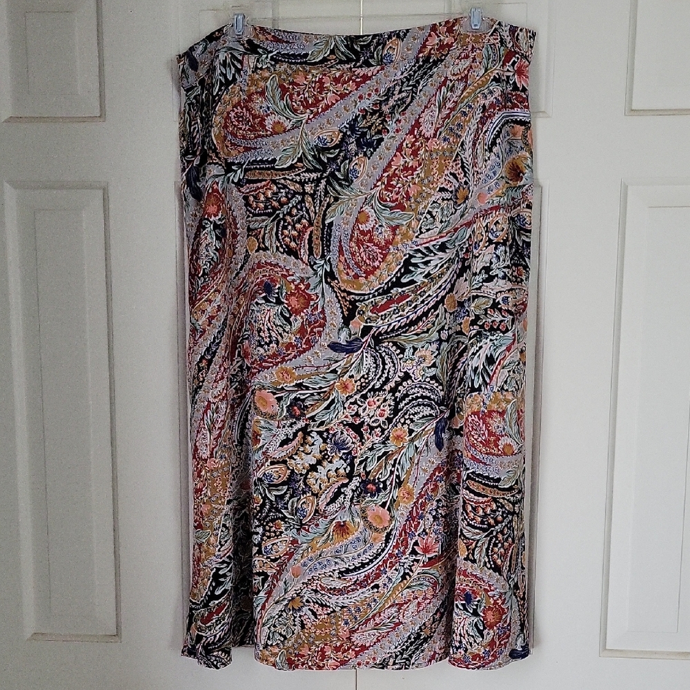 Vince Camuto Womens Paisley Dark Floral Maxi Skirt Romantic Sz Xxl